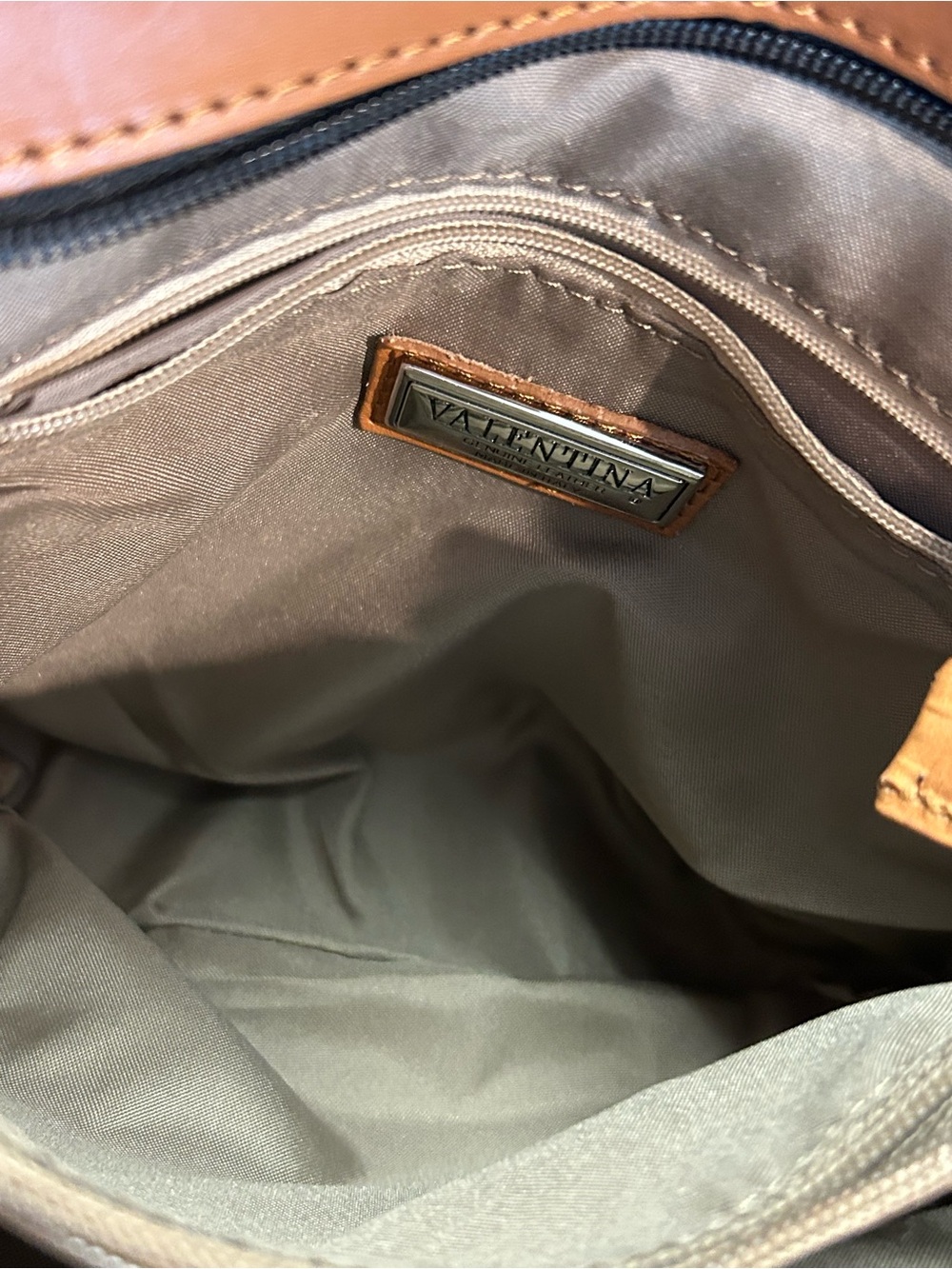 Valentina Leather Bucket Crossbody Bag in Black and Tan - Picture 16 of 16